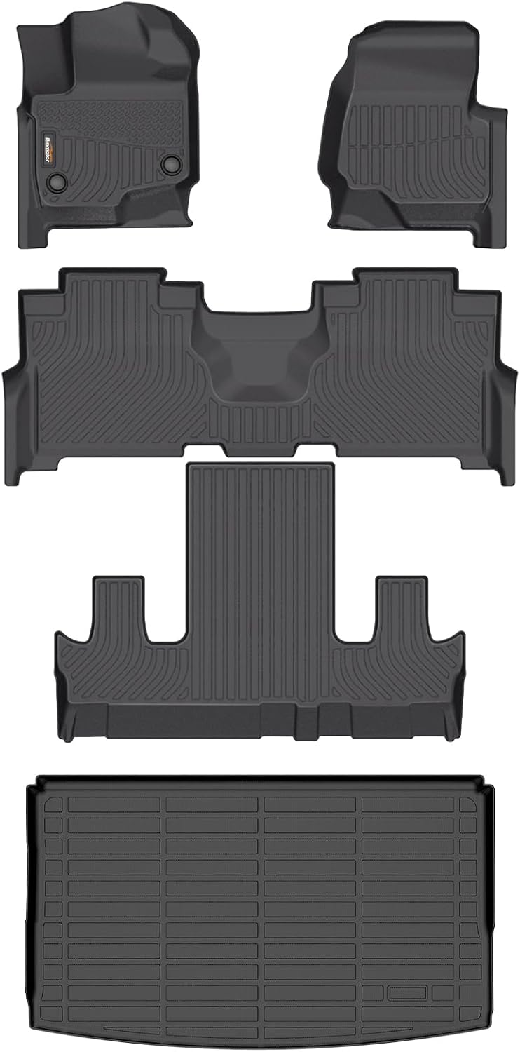 Binmotor-Floor Mats & Cargo Liner for for Expedition Max 2021-2025 (Only for 7 Seats, with 2nd Row Bucket Seat), Expedition Max Active丨Platinum丨King Ranch, TPE All Weather Car Mats Accessories