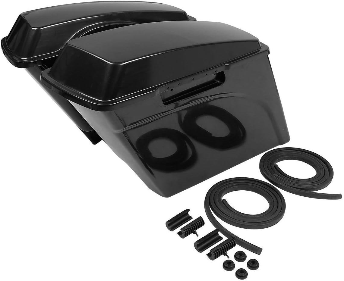 XFMT Unpainted 5" Stretched Extended Hard Saddlebags Dual Exhaust Compatible with Harley Touring Models FLT, FLHT, FLHTCU, FLHRC, Road King, Road Glide, Street Glide, Electra Glide, Ultra-Classic