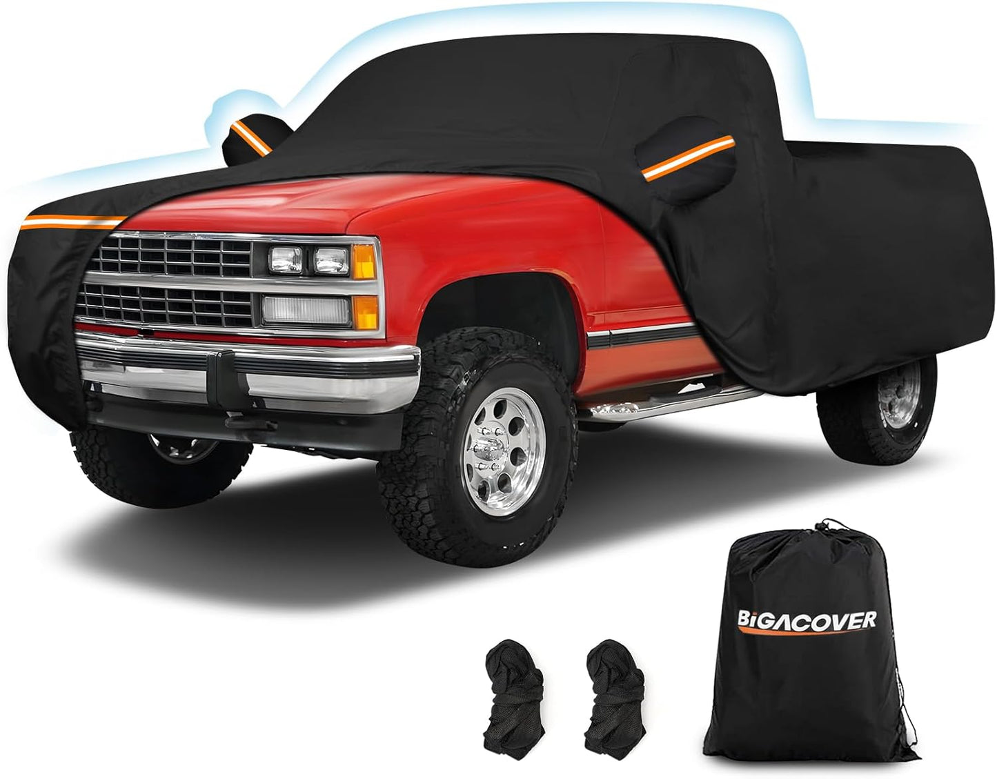 Car Cover for Chevrolet C/K 1500/2500/3500 1988-1999, Waterproof 210D Oxford Cloth and Cotton Cover Outdoor Full Car Covers with Zipper Windproof Heavy Duty All Weather Protection