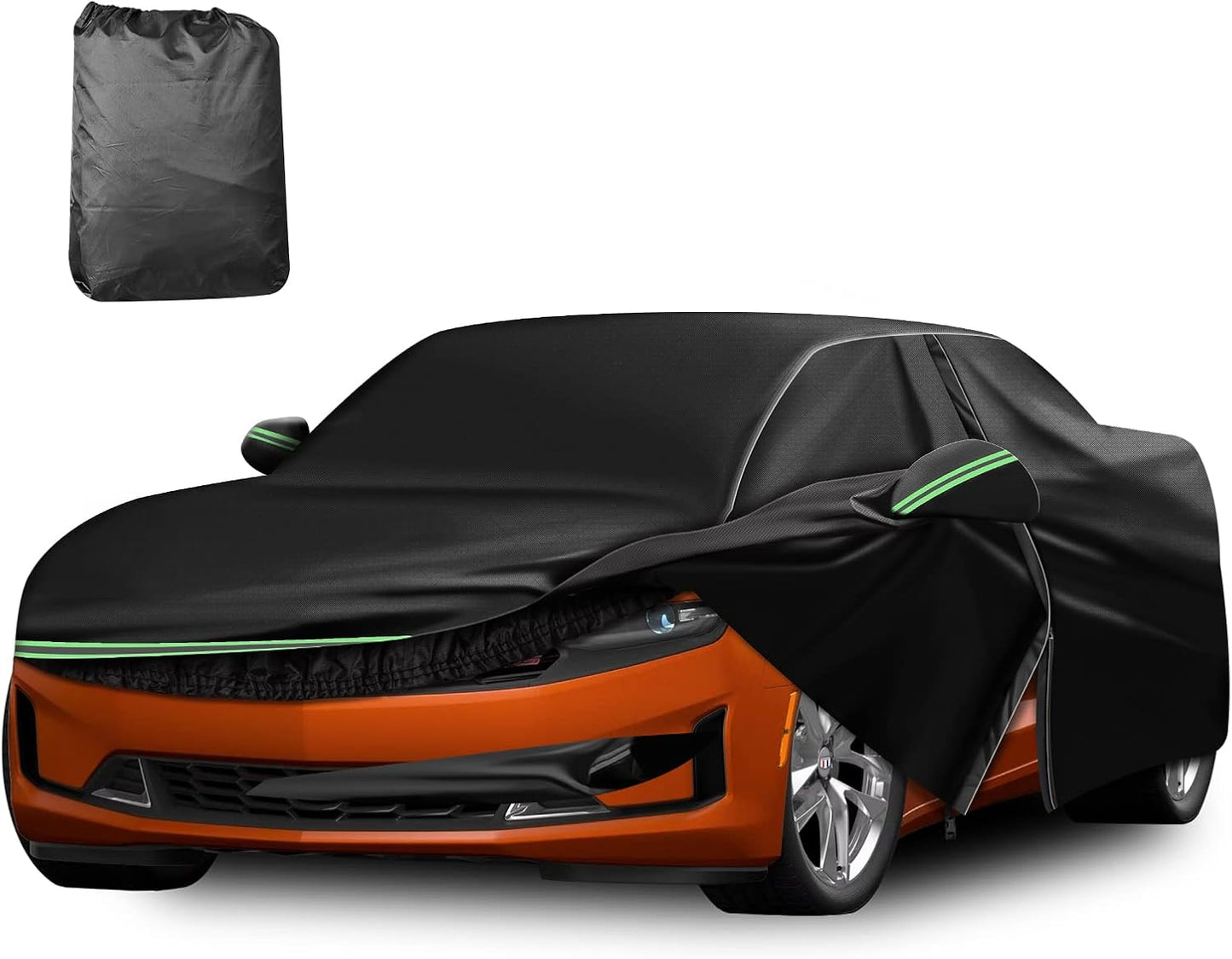 for Chevy Camaro 2010-2022 Car Cover 210D Outdoor Waterproof UV Protection, Custom-fit Protective Full Covers with Cotton Layer, Zipper Door, Reflective Strip, Storage Bag