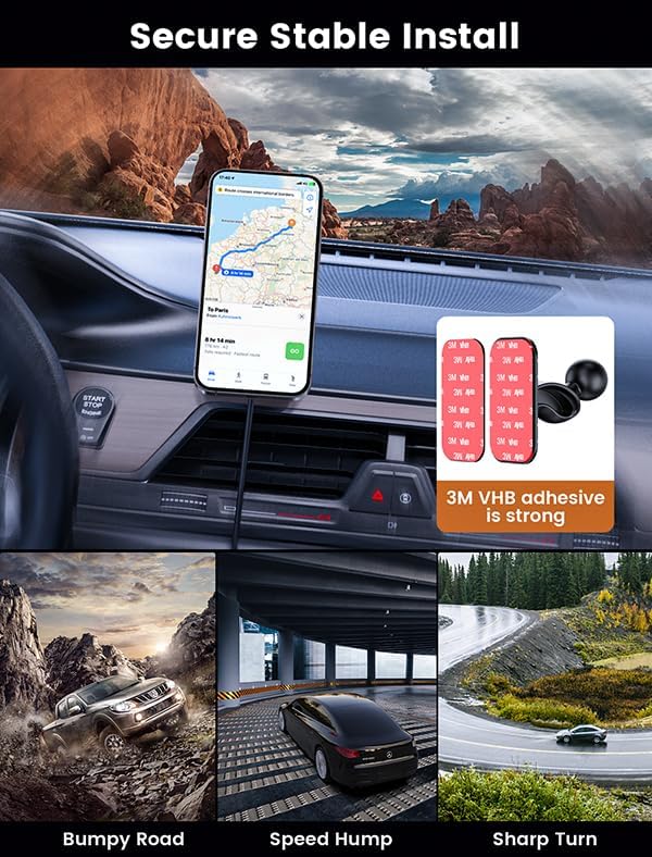 MOKPR for Magsafe Car Mount Charger-15W Wireless Car Charger-Magnetic Car Phone Holder for Dash Air Vent-LED RGB HandsFree Car Mount Fast Car Charger for iPhone 16 15/14/13/12 Series RED