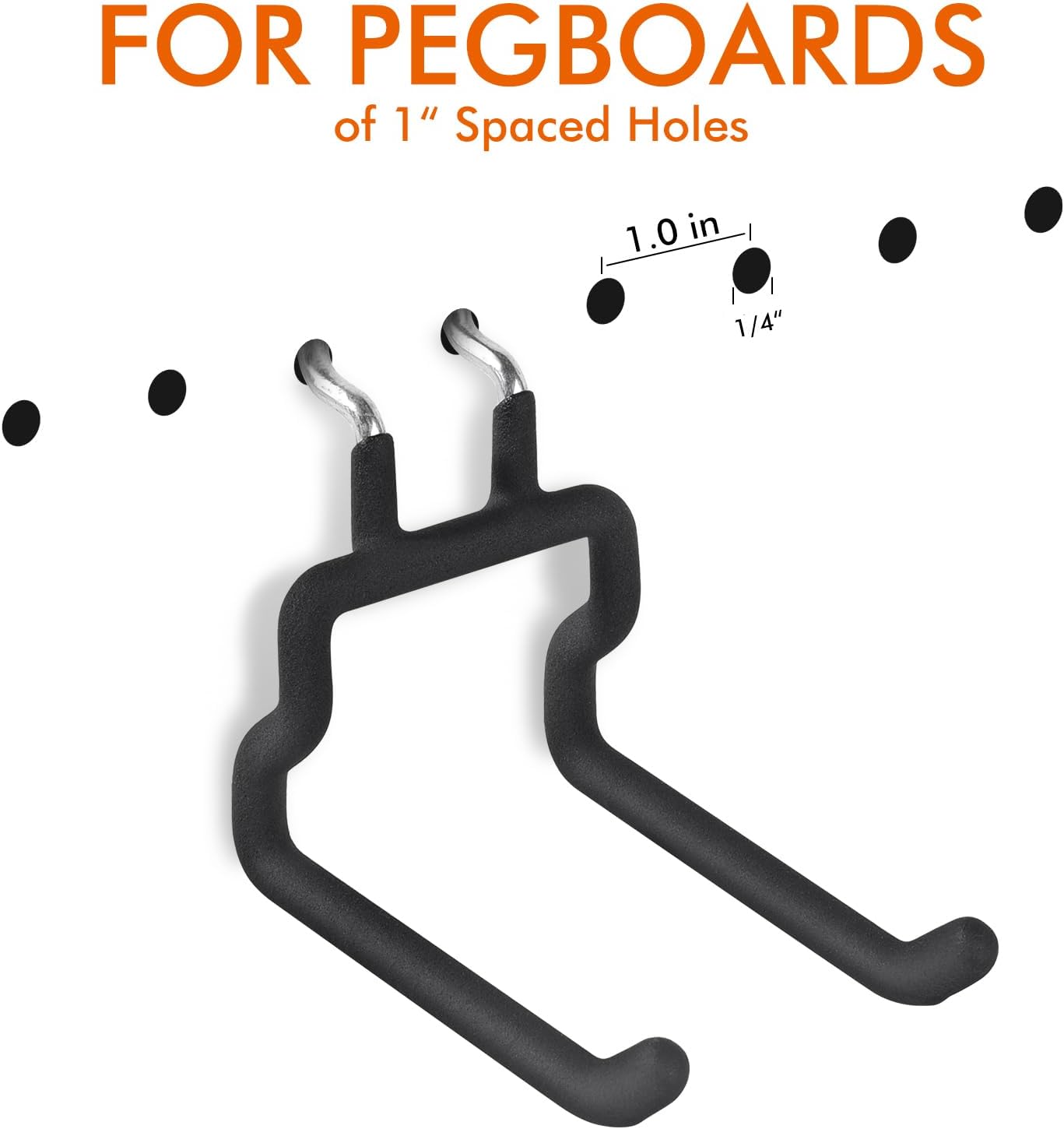 LIGHT DUST Utility Heavy Duty Pegboard Hooks - 5Pack Peg Board Accessories for Hanging Tools Fit 1/4" Peg Holes - Pegboard Organizer Large Tool Holders for Garage Workshop Shed