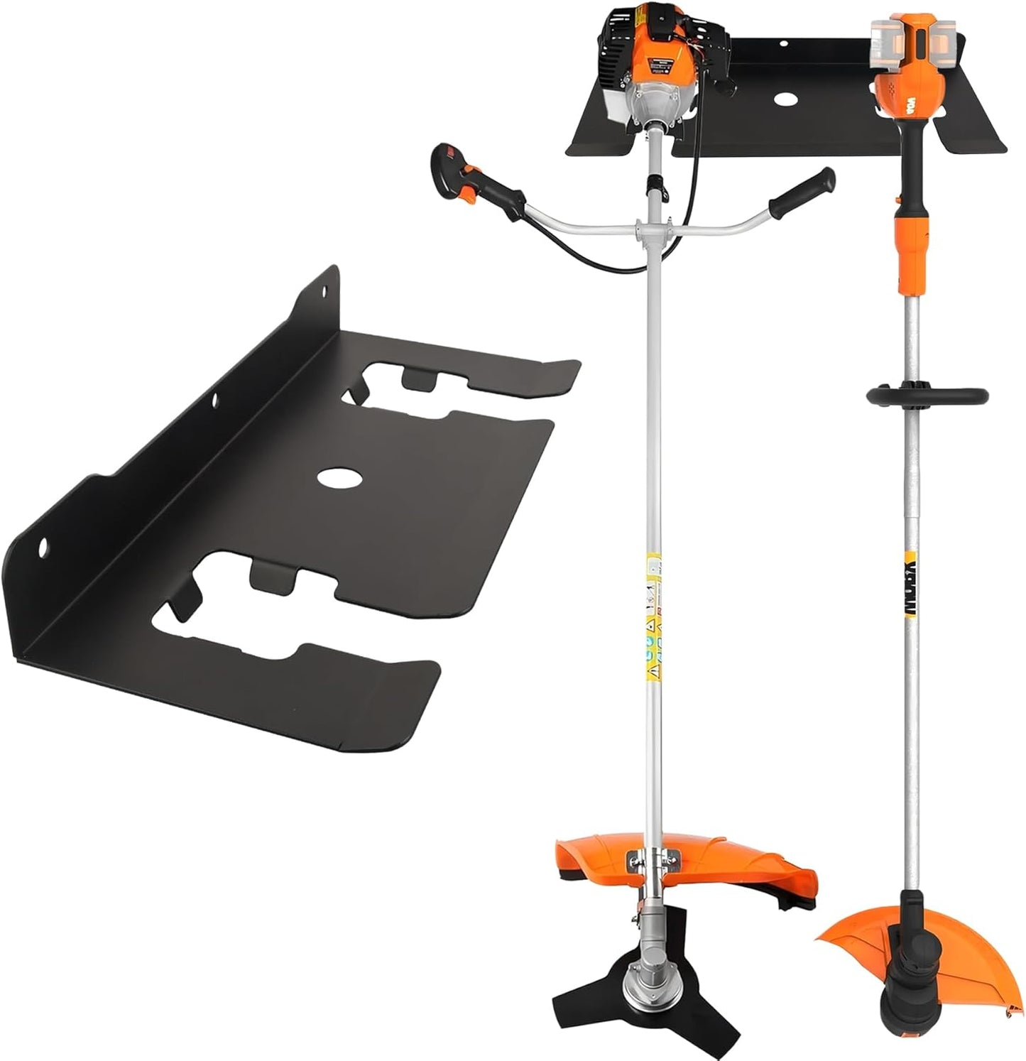 MUTUACTOR Heavy Duty Weed Eater Hanger,Large Opening Garage Organizer Weedeater Rack Wall Mount,Space-Saving Garden Grass Weed Trimmer Rack 2 Slots for Holding Heavy Tools in Shed,Yard or Garden