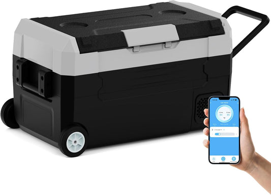 SubSun 12 Volt Car Refrigerator, 37QT Portable Fridge Freezer(-4℉~68℉), Compressor Cooler 12/24V DC and 110~240 AC for Truck Van RV Camper SUV Travel Camping Road Trips