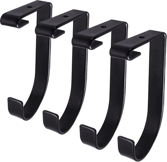 4-Pack Heavy Duty Add-On Flat Hook Accessory for Garage Ceiling and Wall Storage, Alloy Steel, Black - Suitable for FLEXINOUMTS Racks