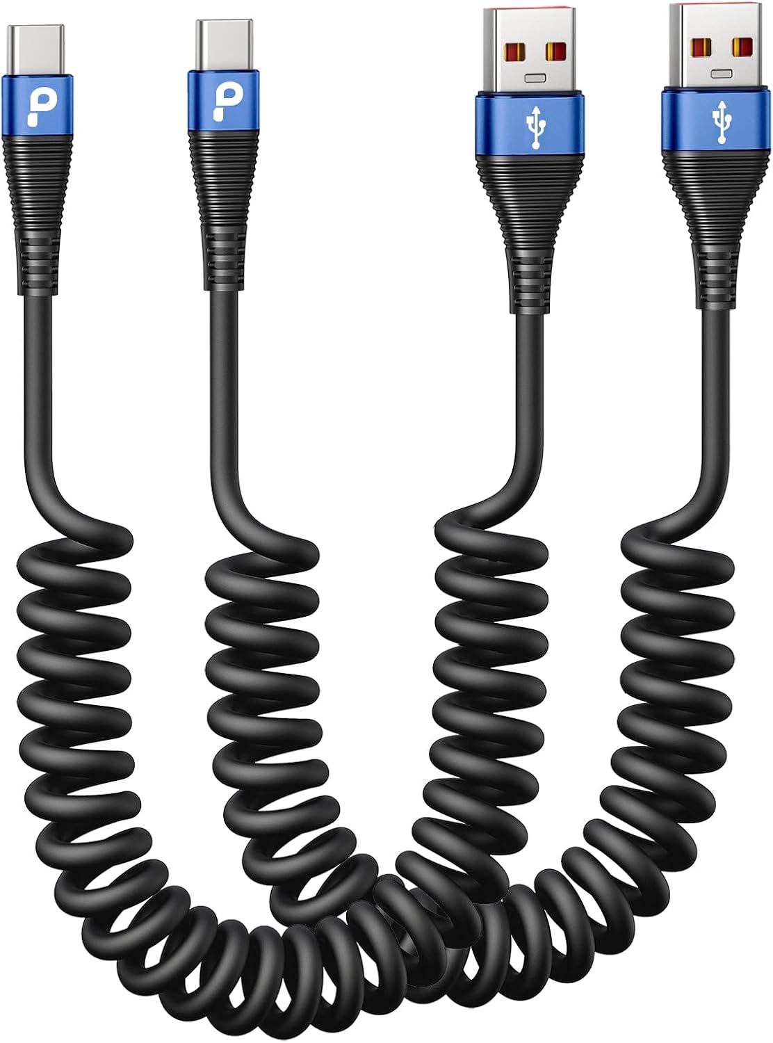 USB C Cable 3ft 2Pack Coiled USB A to USB C Charge Cord for Car, USB-C Charging Cable Compatible with iPhone 16/15/Plus/Pro/Pro Max/Samsung Galaxy S20 S10 S9 S8 Plus Note 10 9 and Other USB C Devices