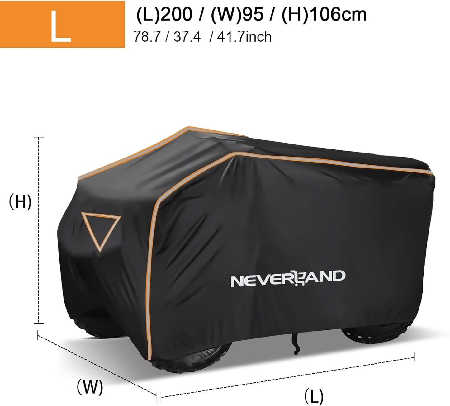 NEVERLAND ATV Cover Waterproof Outdoor - Heavy Duty ATV Covers Dustproof Anti-UV 4 Wheeler Cover All Weather Protection Four Wheeler Cover for Polaris Yamaha Suzuki Honda (Black Large)