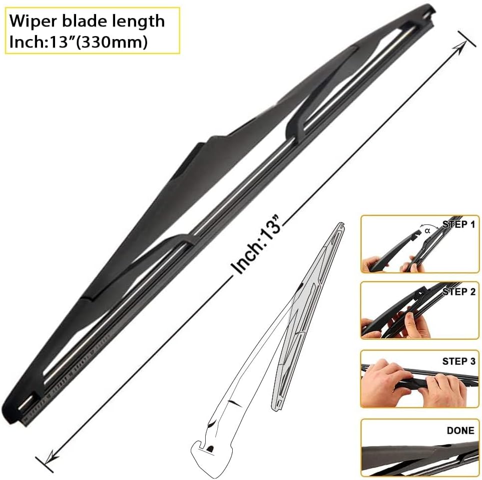 AUTOBOO 15"+15" Windshield Wipers with 13 Inch Rear Wiper Blade Replacement for Jeep wrangler JK 2008-2018,Jeep wrangler 2007-2017-Original Factory Quality (Pack of 3)
