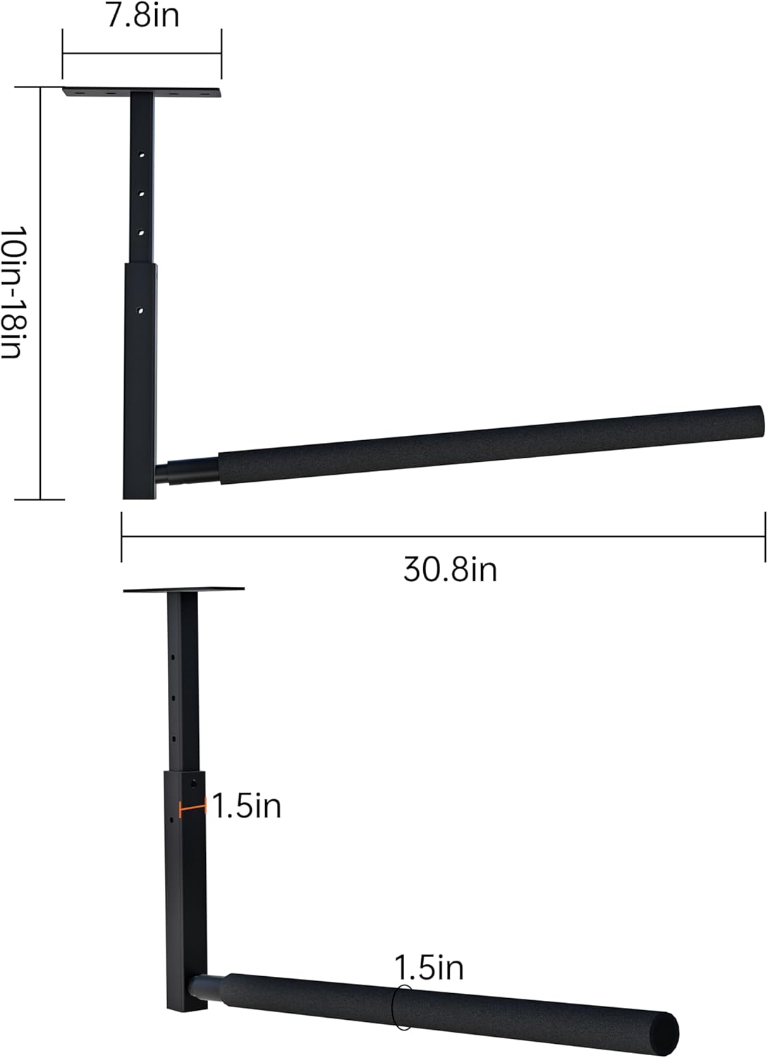 Adjustable Ladder Ceiling Rack, Kayak Overhead Garage Storage Rack, Garage Ceiling Storage for Kayak, Ladder, Surfboard, Snowboar Overhead Hanger, Holds 150 lbs, Black