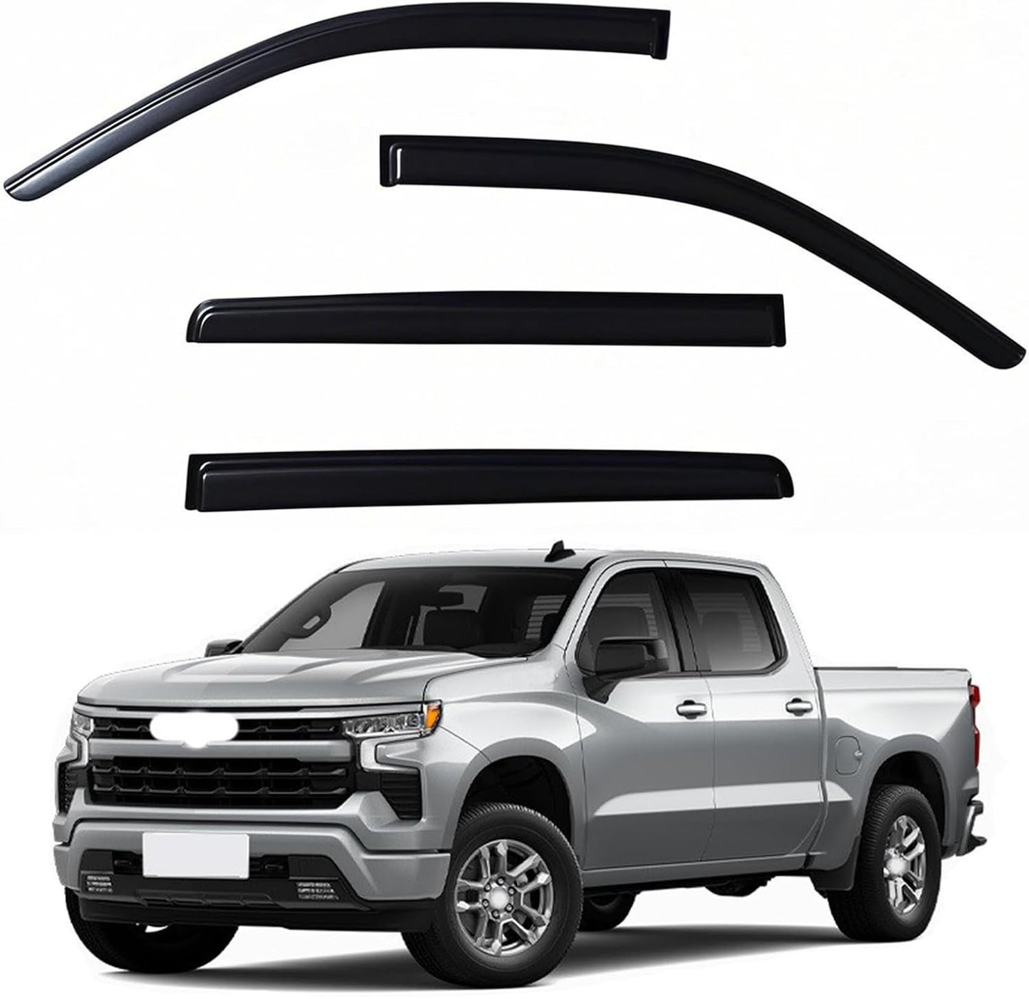 Window Visors Rain Guards fits 2019-2025 Silverado & GMC Sierra 1500, Out-Channel Window Wind Deflectors Vent Shades Accessories, Dark Smoke 4 Pcs，2020 2021 2022 2023 2024