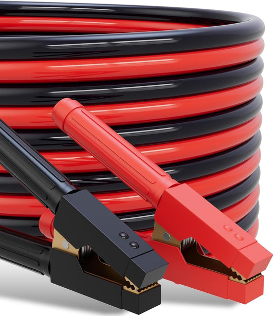 0 Gauge 25 Feet Jumper Cables for Car Battery, Heavy Duty Automotive Booster Cables 1000AMP for Jump Starting Dead or Weak Batteries with Carrying Bag Included, Suitable for 8L Gas & 6L Diesel