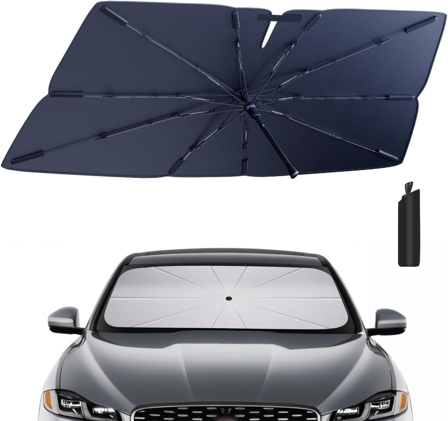 Windshield Sun Shade Umbrella for 2016-2025 Jaguar F-Pace Accessories: Custom Fit 210T Silver, Foldable Sunshade Front Window Sun Visor, Blocks UV Rays, Keeps Car Cool for Premium/Prestige/R-Sport/S