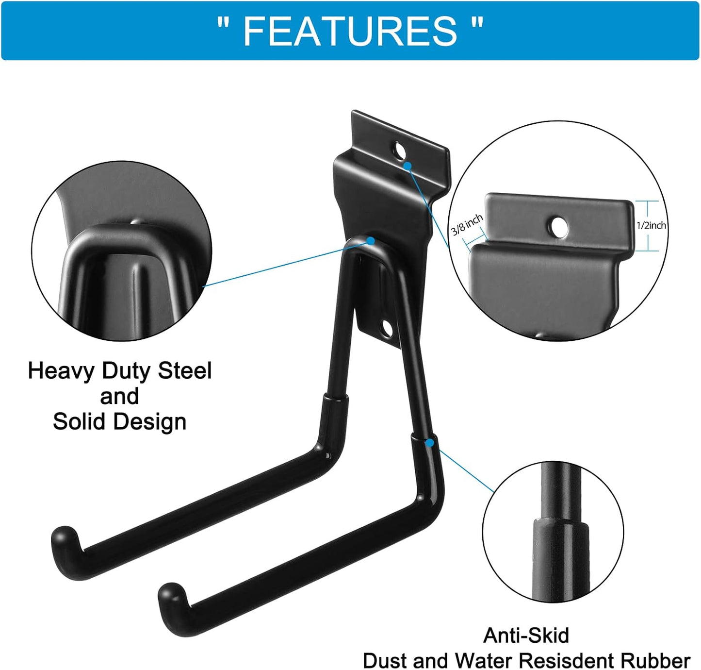 16 Pack Slatwall Hooks, Slatwall Accessories for Garage Storage, Heavy Duty Slat Wall Hanger(Black)