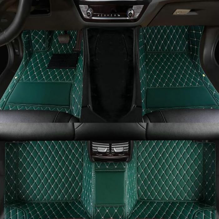 TAHALICustom Colors Car Floor Mats Black Pink for 99.9% Sedan SUV Sports， All-Weather Liners Car Floor mat，Luxury Leather Automotive Floor Mats (Green-,3D Floor Mats)