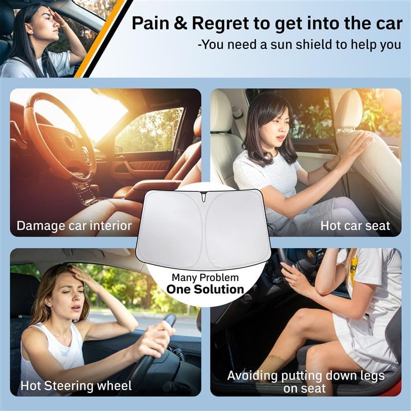 EcoNour Windshield Sunshade Compatible for Ford Maverick 2022-2024 2025-240T Polyester Material Cars Sun Visor Reflector Blocks UV Rays - Foldable Sunshade Interior Protection Accessories