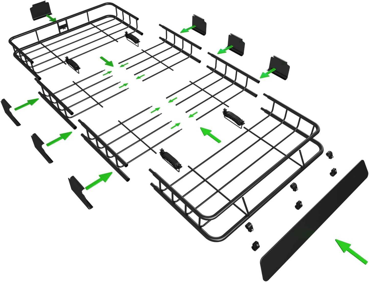 WEIZE 64" x 39" x 5" 200lb Heavy Duty Roof Rack Carrier Basket with Waterproof Bag, Cargo Net and Ratchet Straps, Universal Car Top Luggage Holder for SUV, Truck