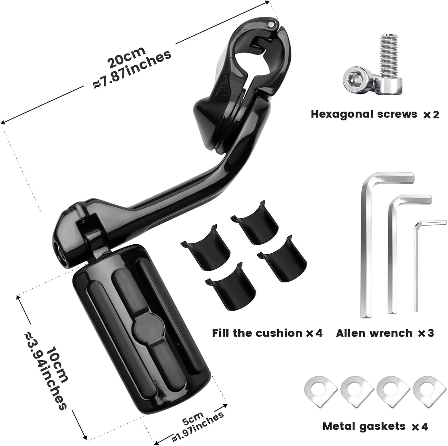 Motorcycle Adjustable Highway Pegs,1.25" Highway Foot Pegs for Harley Davidson Touring Road King Road Glide Street Glide Electra Glide Dyna Sportster Softail fits 32mm Engine Guard, Black