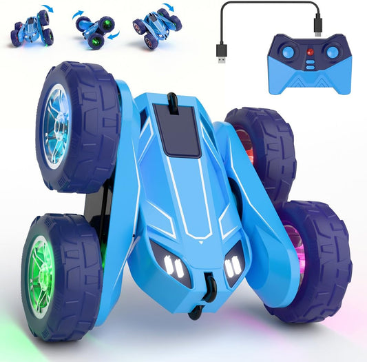 MaxTronic Remote Control Car, Rechargeable RC Cars & Remote - 20km/h Double Sided 360° Rotation Stunt Stunt Crawler with LED Lights for Boys Girls Aged 3-12