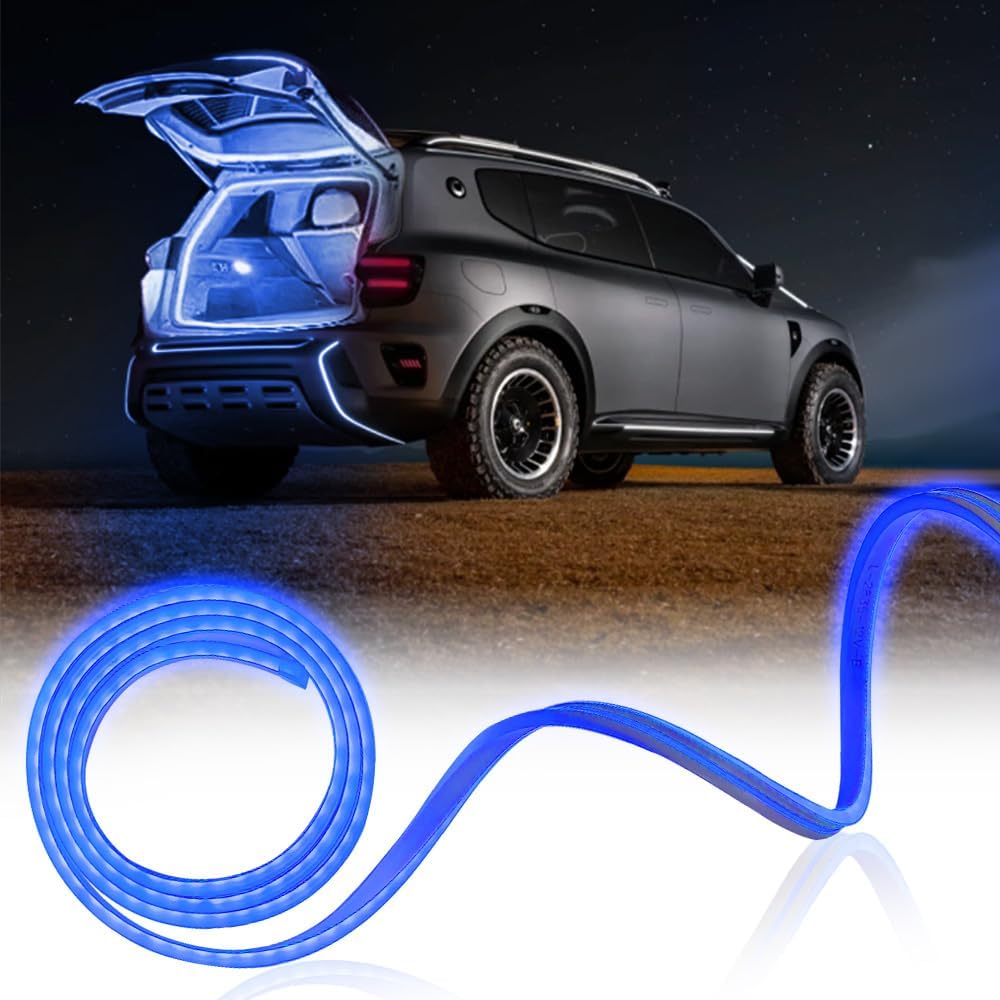 Car LED Strip Light For Trunk, 79Inch IP67 Silicone Waterproof Neon Light Strip Embedded, Flexible Cutting Universal Auto Interior Lights(Blue)