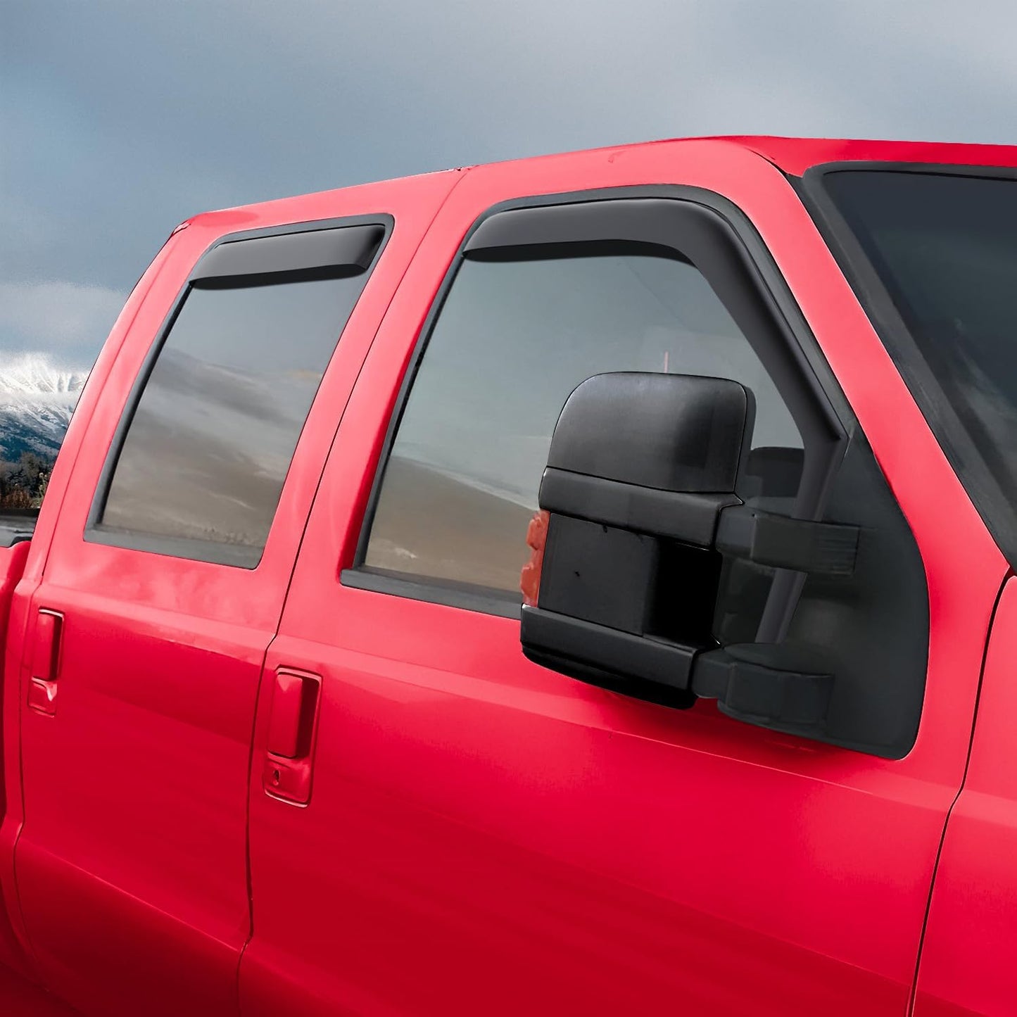 Voron Glass in-Channel Extra Durable Rain Guards for Ford F250 to F550 Super Duty 1999-2016 SuperCrew, Window Deflectors, Vent Window Visors, 4 Pieces - 200434
