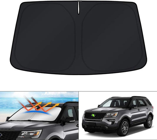 KUST Windshield Sun Shade for 2011-2019 Ford Explorer SUV Accessories, Custom Fit Car Front Sun Shade Foldable Window Shade Sun Visor Protector Blocks UV Rays