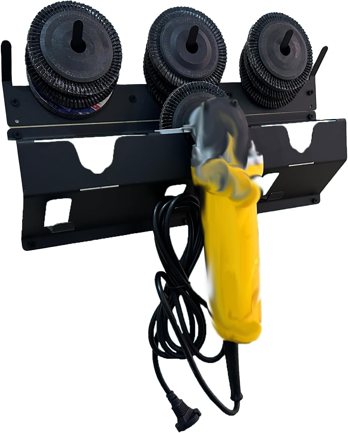 Updated Angle Grinder Holder, 3 Bay Angle Grinder Holder with Discs Hook Rack, Grinder Rack for Garage, Workshop, or Tool Trailer