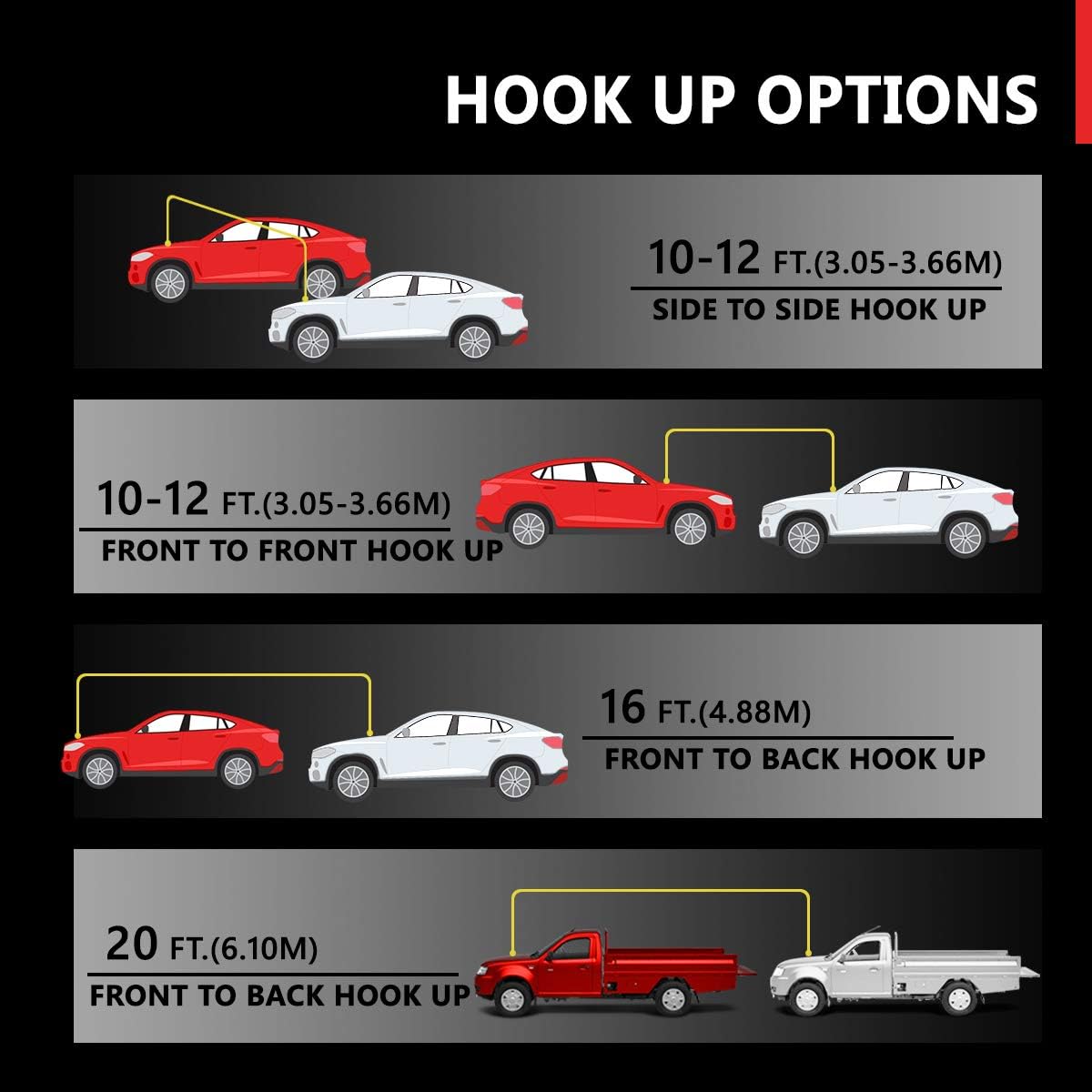 Auto Dynasty Heavy Duty 12Ft 8Gauge Booster Cable Power Jumper 250AMP Emergency Battery Start Car/Motorcycle
