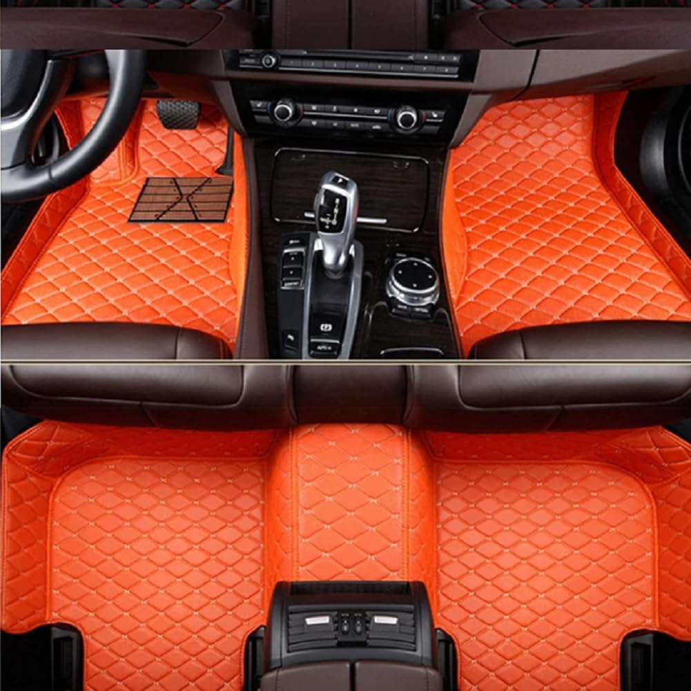 Customized Personalized car Floor mats, All-Weather Luxury car Floor mats, Waterproof and Anti Slip Leather car Floor mat Lining, 95% Customized car, Truck, and SUV Floor mats (Orange)
