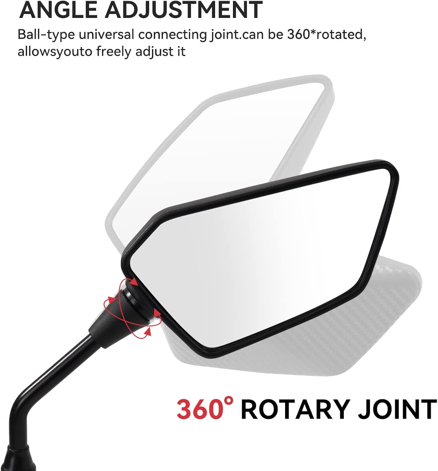 ATV Mirror, Side Rearview Mirrors for Bike Motorcycle ATV Scooter Cruiser with 8mm 10mm Bolt, 7/8" Handle Bar Mount Clamp Compatible with Suzuki Yamaha Honda Kawasaki Victory and More