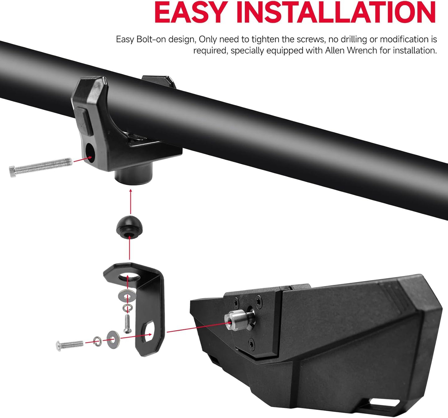 DREAMIZER UTV Rear View Mirror, 360°Adjustable Angle for 1.5" to 2.0 inch Round Roll Cage,Aluminum Clamp Convex Center Mirror Compatible with Polaris RZR General KRX Mule Can Am