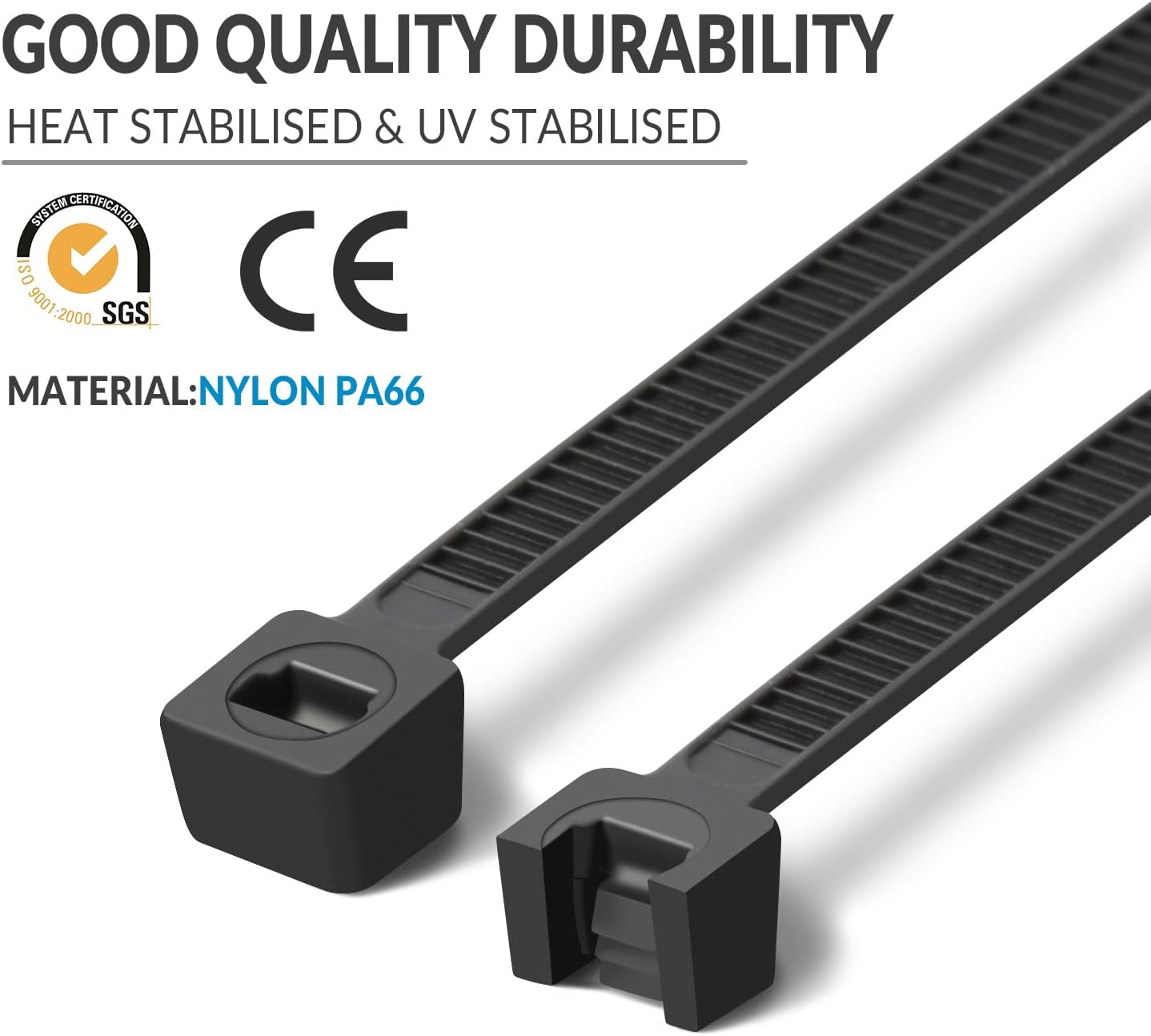 XINGO 12 Inch Black Zip Ties 1200 PCS, 75 LBS Tensile Strength, UV Resistant Cable Ties, Premium Self-locking Plastic Ties for Indoor and Outdoor Use