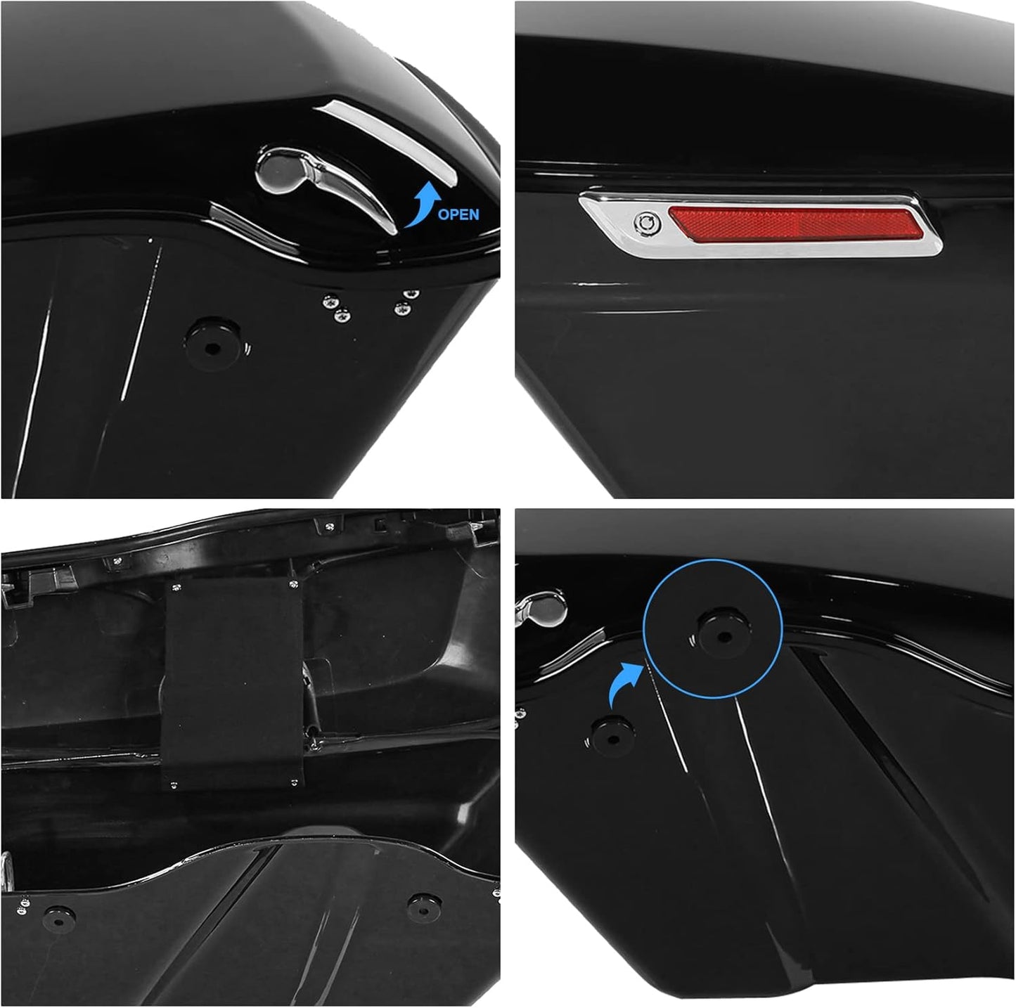 XFMT Motorcycle Hard Saddlebags Vivid Black Saddle Bags Trunk W/Latches For Harley Touring Road King Street Glide Road Glide Electra Glide Ultra Classic 2014-2024