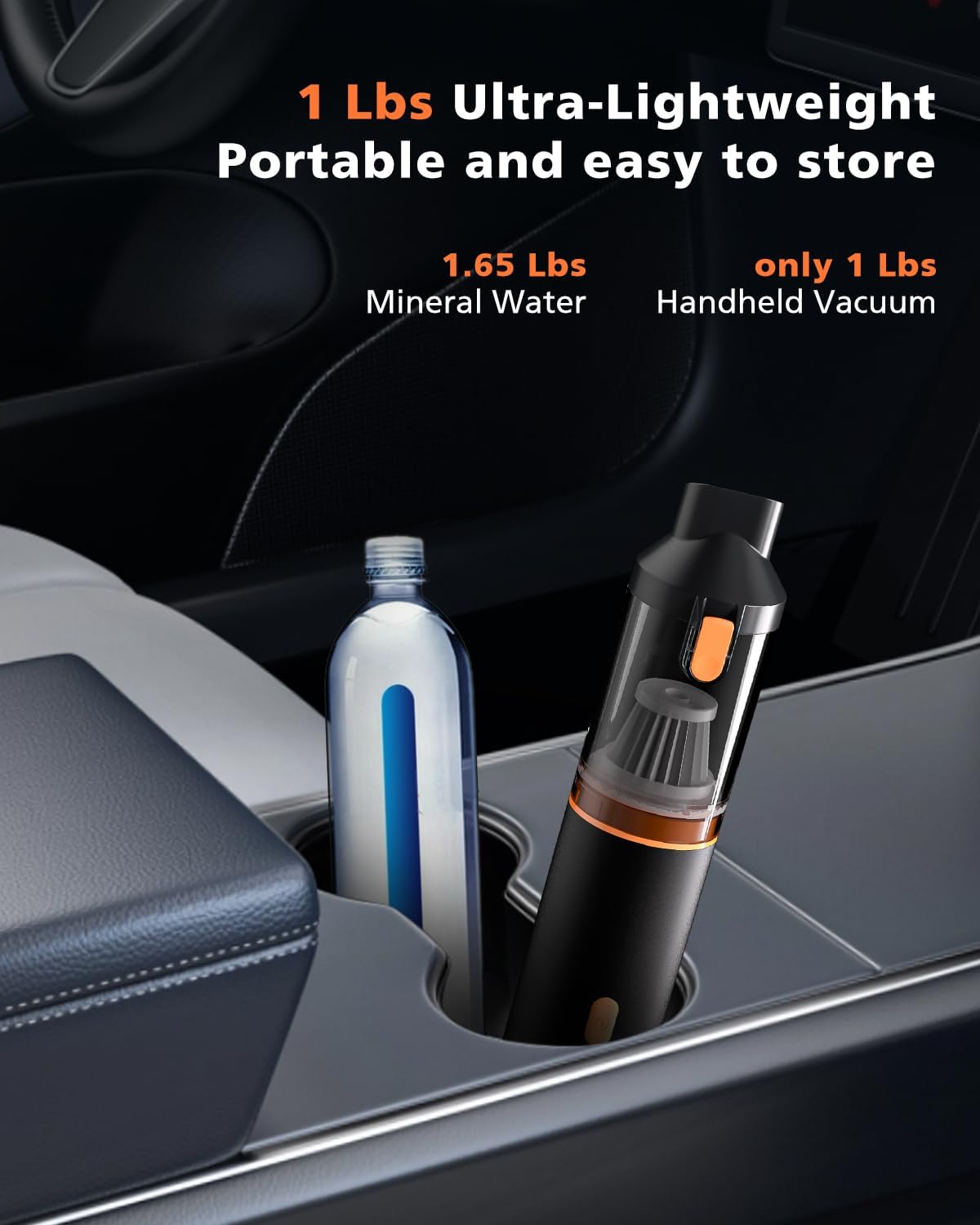 Car Vacuum Portable with 16000Pa Powerful Suction, Handheld Vacuum Cordless Rechargeable Blow & Suction 4 in 1, Small Vacuum Cleaner for Car, Home, Office, Outdoor (Black Orange)