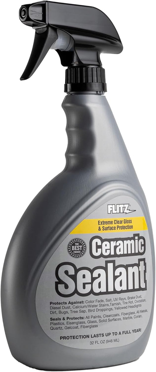 Flitz Ceramic Sealant - 32oz Bottle of USA-Made Ceramic Coating for Cars, Boats, Glass - Repels Water, Polishes, and Protects for 1 Year - Protection Car Spray Made for All Metals, Fiberglass