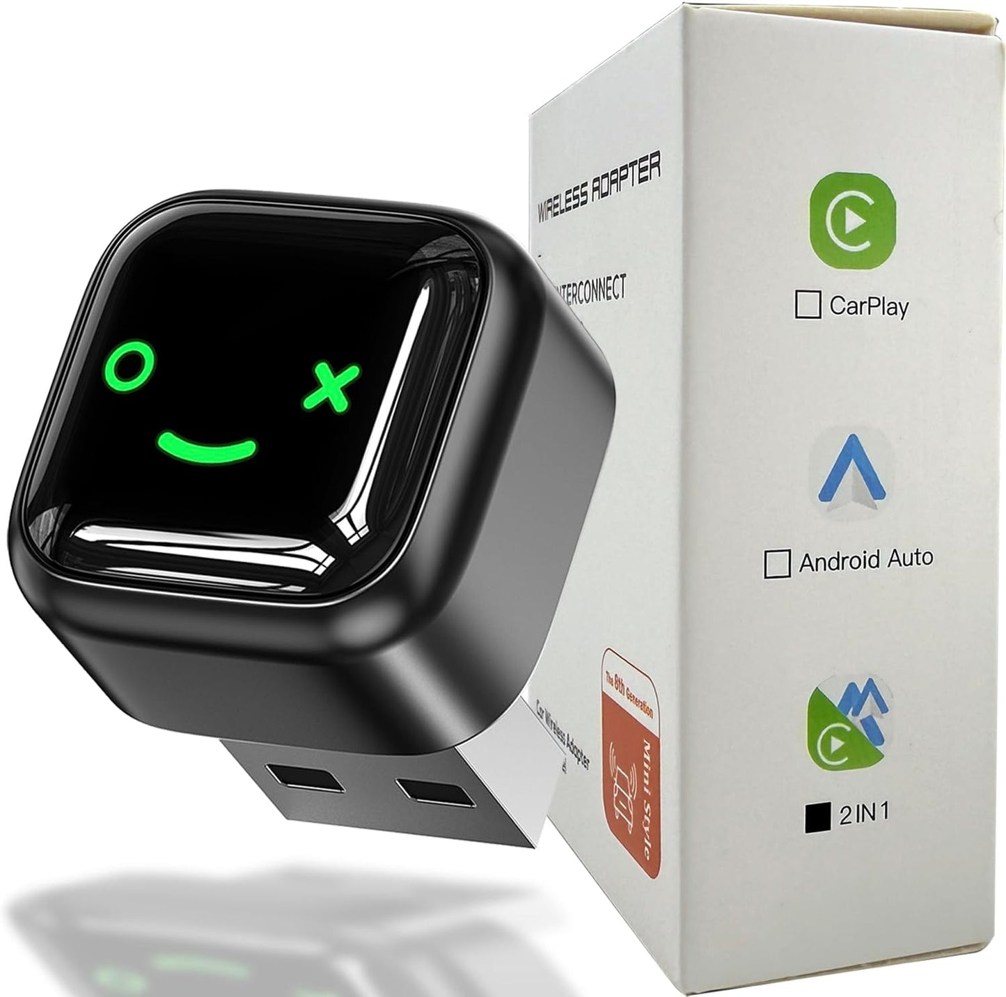 Wireless CarPlay & Android Auto Adapter(2 in 1) - Upgrade Wired CarPlay or Android Auto to Wireless,Perfect Compatible with Built-in Wired Apple CarPlay and Android Auto Cars for iPhone Samsung google