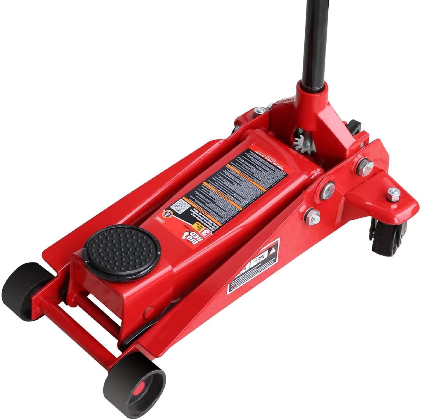 Heavy Duty Hydraulic Car Floor Jack with Quick Lift Pump for All Terrain Vehicles, 3 Ton Capacity, Red