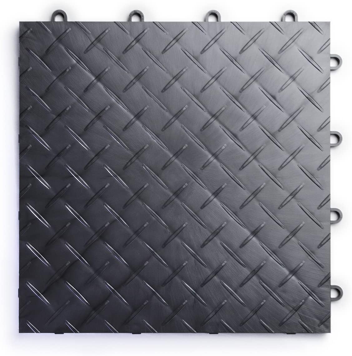 Big Floors RaceDeck Diamond Plate Design, Durable Interlocking Modular Garage Flooring Tile (Graphite, 48 Pack of 12 x 12" Tiles)