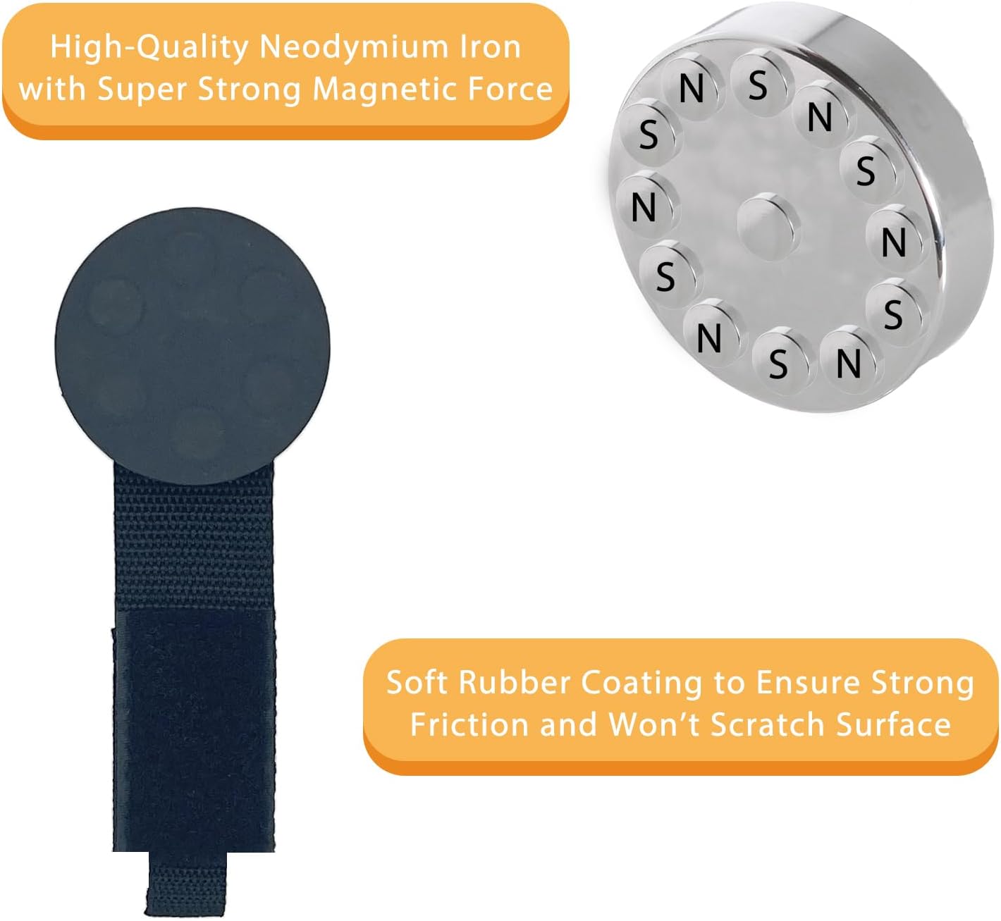 Heavy Duty Magnetic Hook, Magnetic Tool Holder, Magnetic Garage Hooks, Extension Cord Strap for Cable, Rope, Wire Storage in Garage,Workshop,RV,Pick-up(Dia.3.46" Magnet * 2Pcs)