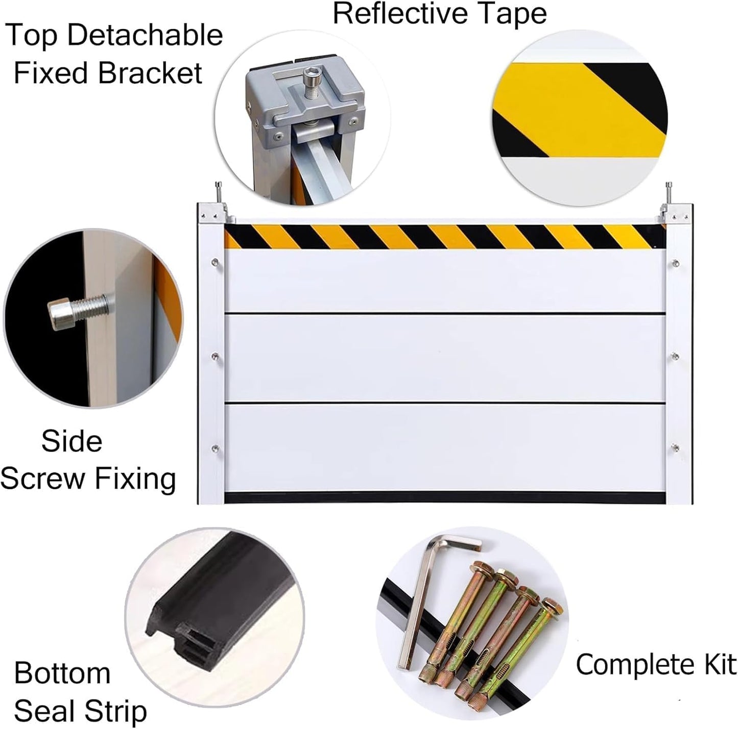 Reusable Heavy Duty Aluminum Flood Barriers for Home Exterior, Flood Protection Barriers Water Barrier Door Quick Detachable Garage Doors Detachable Mobile Rain Water Baffle (H 7.9 inch L 8FT)