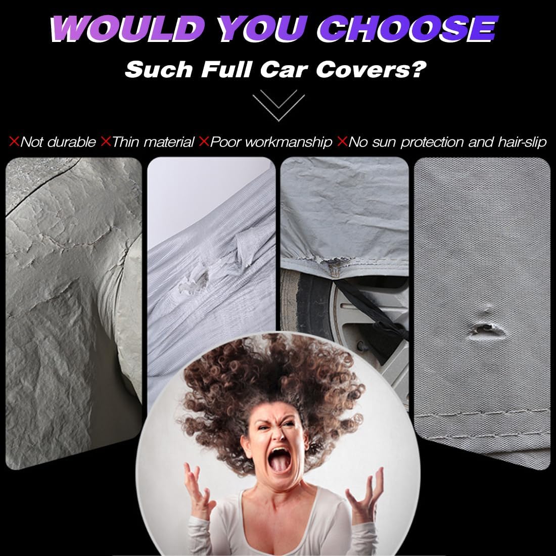 KEYOOG Universal Waterproof Heavy Weight Full Car Covers, Fit SUVs, All Weather, Outdoor Full Cover Weatherproof UV Sun Protection Snow Dust Storm Resistant with PEVA Cotton, Fit Length 178"-189"