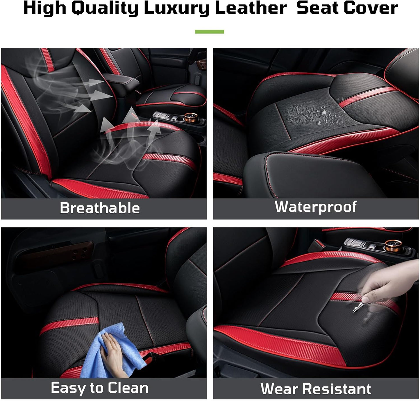 Seat Covers Fit for Ford Maverick 2022-2025 Double Cab XL XLT Lariat,Full Coverage Seat Cover Design ,Safety and Comfort Carbon Fiber Car Seat Covers,Airbag Compatible Seat Covers for Cars(Red)