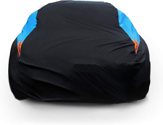 MORNYRAY Waterproof Car Cover All Weather Snowproof UV Protection Windproof Outdoor Full Coupe/Cabrio Car Cover, Universal Fit for Coupe/Cabrio (Fit Coupe/Cabrio Up to 166 inch, Blue)