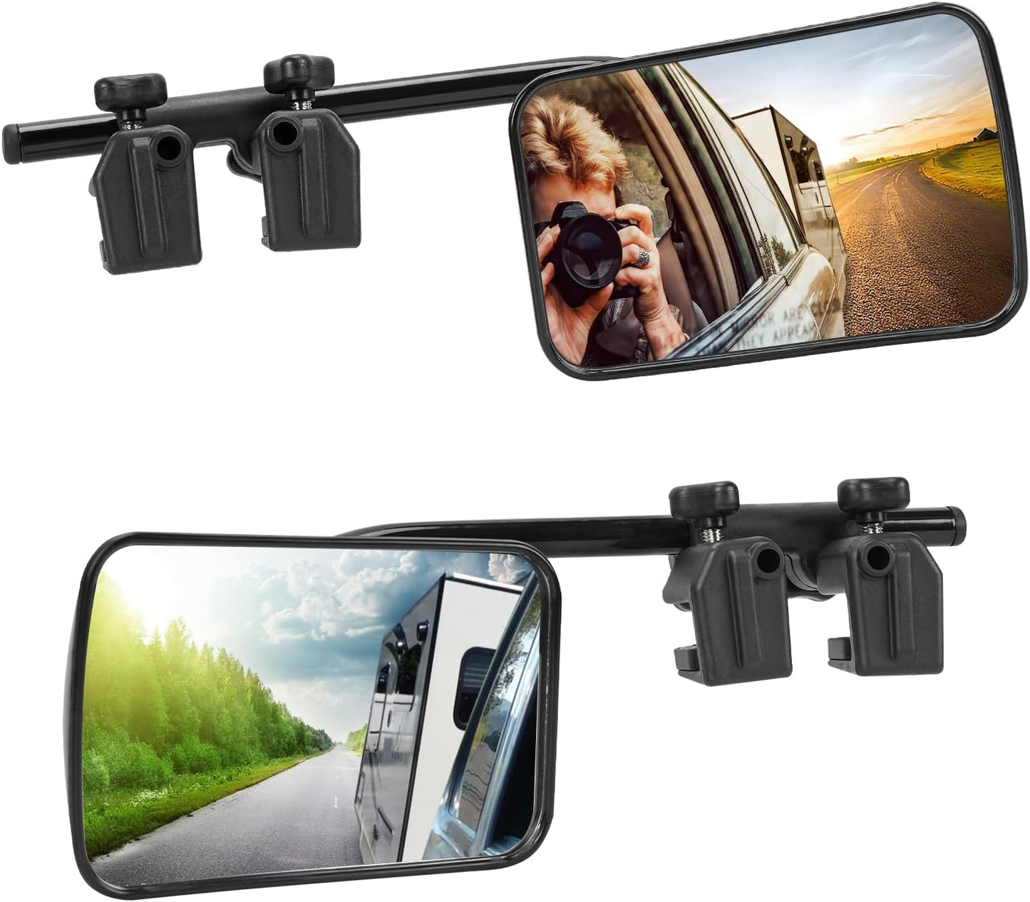 Clip-On Mirror Extenders for Towing - 360° Adjustable Side Mirror Extensions with Flat Locking Design，Tool-Free Installation compatible with RV, SUV, Trucks, Vans, Trailers (1 Pair)