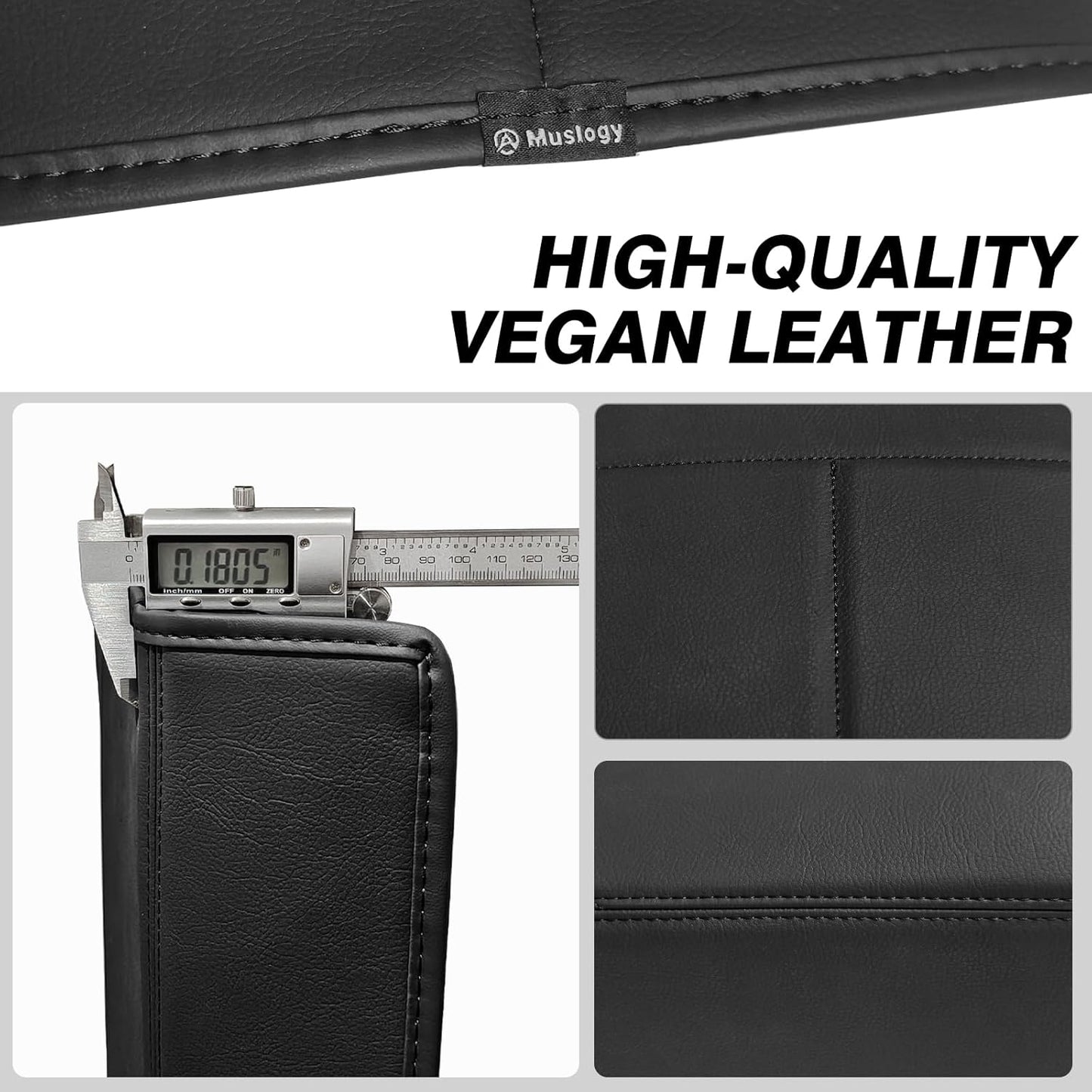 Muslogy Center Console Armrest Cover Compatible with Ford F250 F350 F450 2017-2022 Super Duty Comfort Armrest Pad Arm Rest Cushion Vegan Leather Protector Regular Thick(Bucket Seat ONLY)