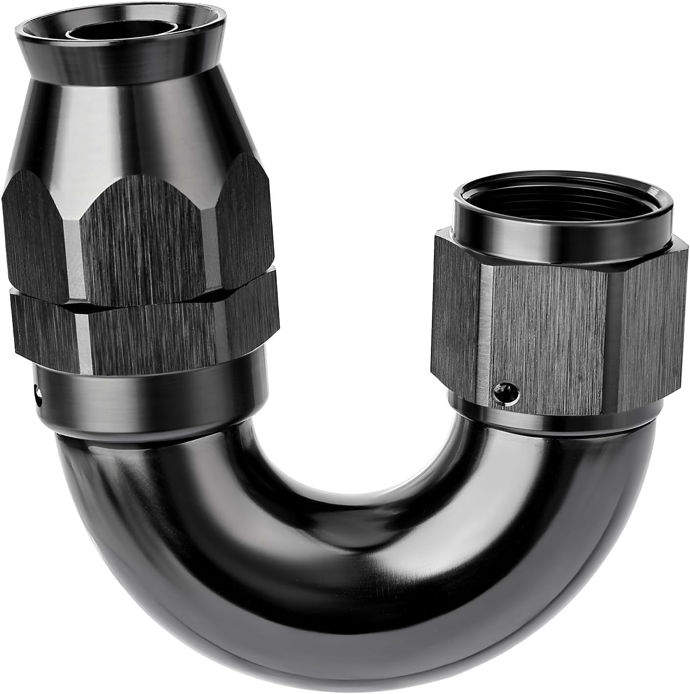 EVIL ENERGY 10AN 180 Degree PTFE One Piece Full Flow End Hose Fitting Aluminum Black
