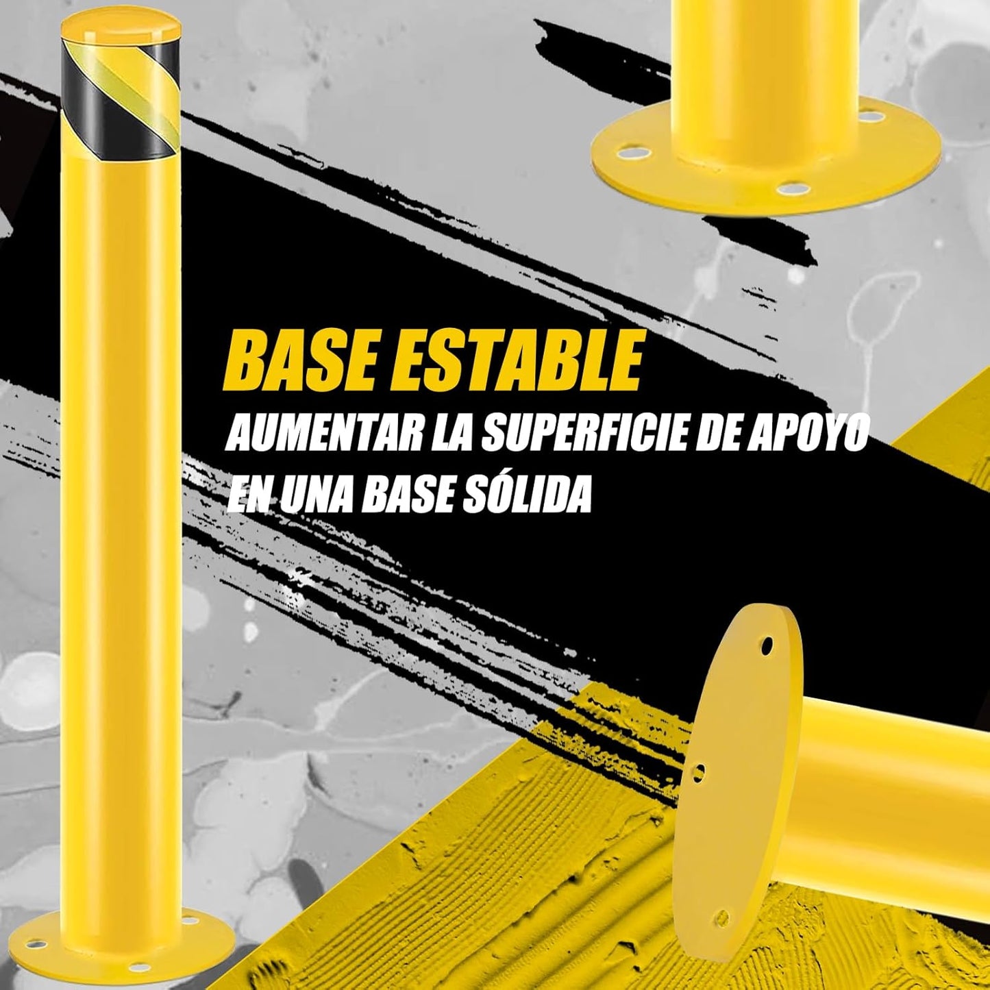 Safety Bollard Post, Steel Bollards,Parking Bollard, Yellow Powder Coated Safety Parking Barrier Post, for Traffic Sensitive Areas (6, 36"H*3"D)