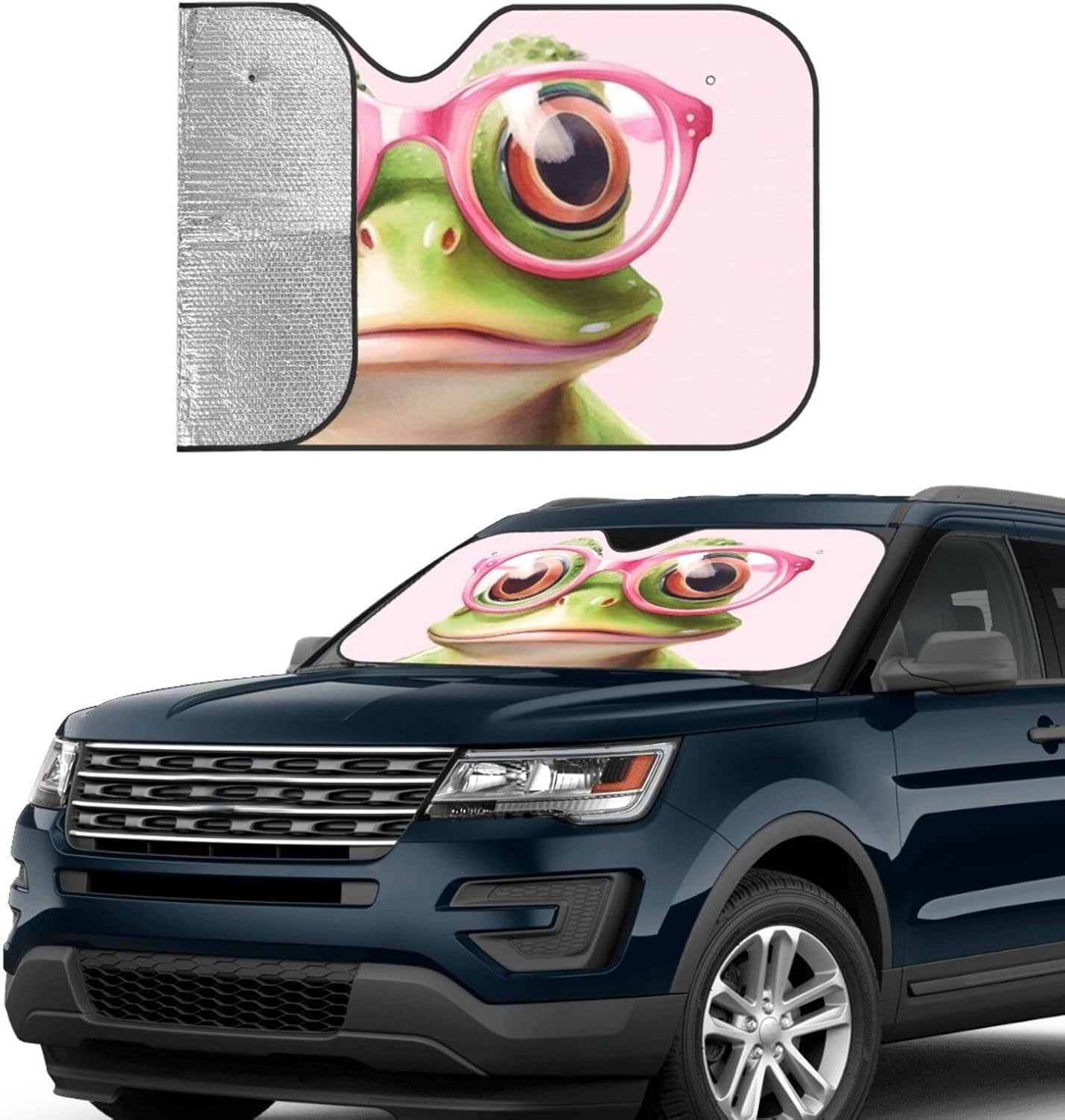 Funny Frog Car Sun Shade Windshield Sunshade Foldable Front Window Shield Cover for Truck SUV