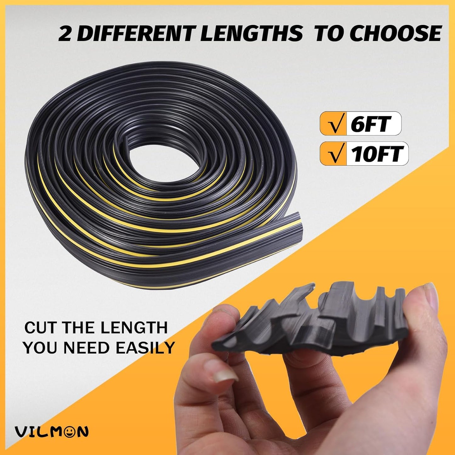 6FT Floor Cord Cover-Cord Cover Floor,Power Cable Protector Soft Extension Floor Cable Cover to Organize and Protect Wire on Floor, Electrical Cord Covers for Floor (6ft)