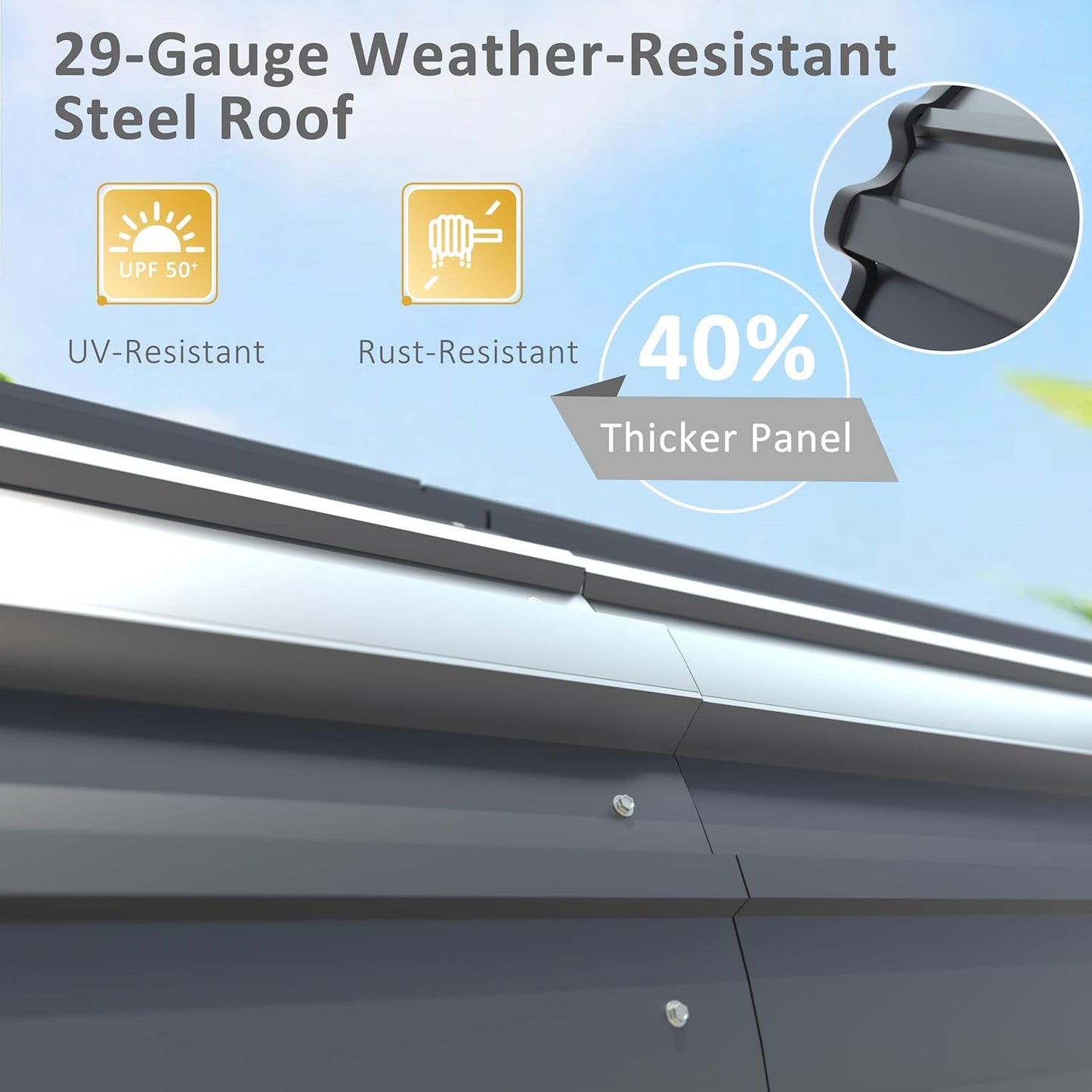 20x20 FT Heavy-Duty Carport with Metal Roof, Metal Car Port Canopy, Garage Car Shelter Shade for Outdoor, Car, Truck, Gray