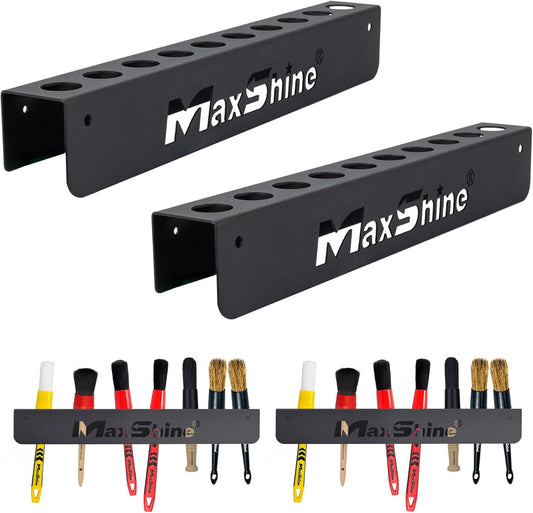 Maxshine Universal Detailing Brush Holder - 10 Car Detailing Brushes Organizer, Sturdy, Simple & Lightweight Design, Easy Wall Mounting for Access, Premium Auto Detailing Accessories & Supplies